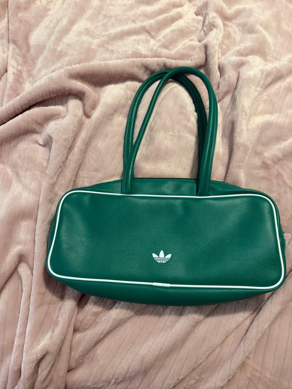 adidas Green bowler Bag with White Piping
